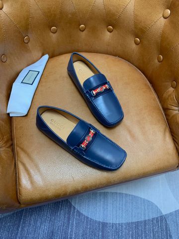 Giày lười GUCCI* da bò lỳ màu xanh và đen