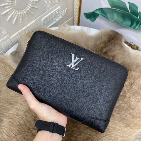 Clutch LV* nam nữ da bò mềm khoá bạc đẹp 28cm