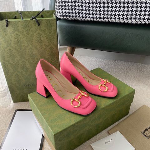 Giày cao gót GUCCI* gót vuông cao 7,5cm da bò lỳ mềm đẹp SIÊU CẤP 34-40