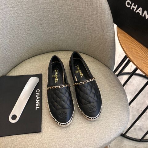 Giày slip on nữ CHANEL* đế cói da bò pha xích vàng đẹp