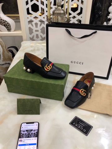 Giày nữ GUCCI* gót ngọc 3,5cm da bò lỳ mềm đẹp SIÊU CẤP