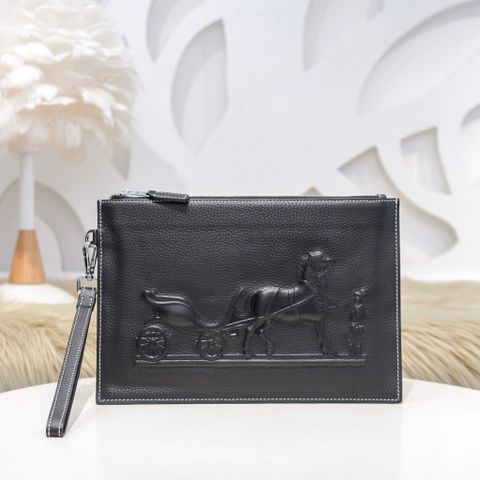 Clutch Hermes* da bò mềm dập nổi hoạ tiết đẹp size 29cm