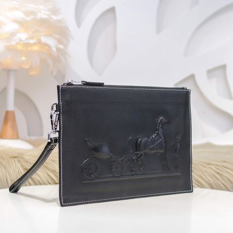 Clutch Hermes* da bò mềm dập nổi hoạ tiết đẹp size 29cm