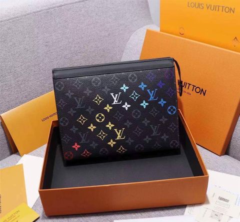 Clutch LV* nam 27cm hoạ tiết Monogram xám đẹp