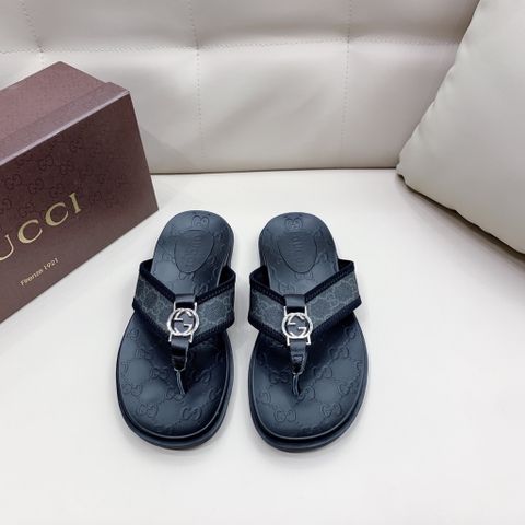 Dép tông nam GUCCI* đế dập chìm hoạ tiết logo quai da bò đẹp cao cấp