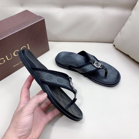 Dép tông nam GUCCI* đế dập chìm hoạ tiết logo quai da bò đẹp cao cấp