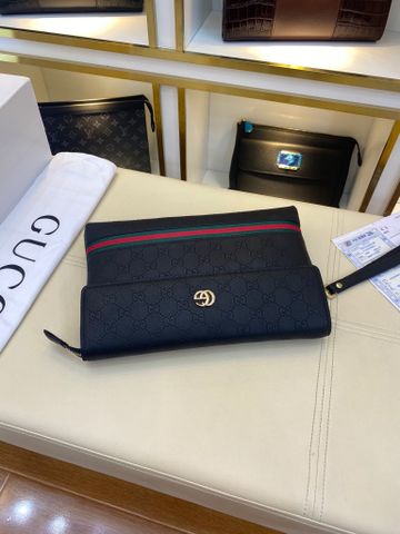 Clutch GUCCI* nam nữ da bò mềm dập chìm hoạ tiết Logo 28cm