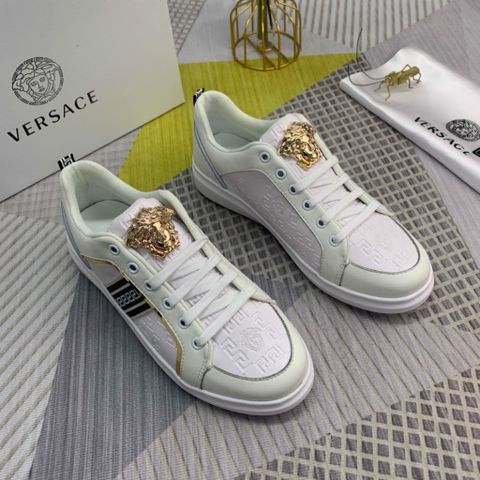 Giày nam buộc dây VERSACE* da bò dập hoạ tiết logo vàng đẹp