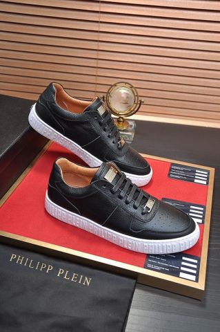 Giày nam buộc dây PHILIPP* PLEIN* da bò đế chữ nổi đẹp màu trắng và đen