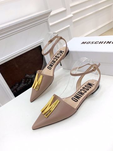 Giày bệt moschino* da bò nẹp logo vàng đẹp siêu cấp