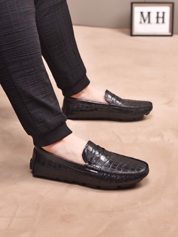 Giày lười LV* vân cá sấu màu xanh và đen
