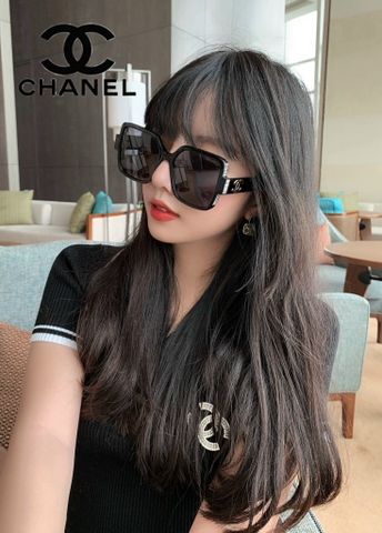 Kính nữ CHANEL* mắt vuông gọng logo vàng dáng đẹp sang SIÊU CẤP