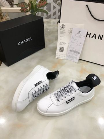 Giày thể thao nam nữ CHANEL* dây in chữ da bò