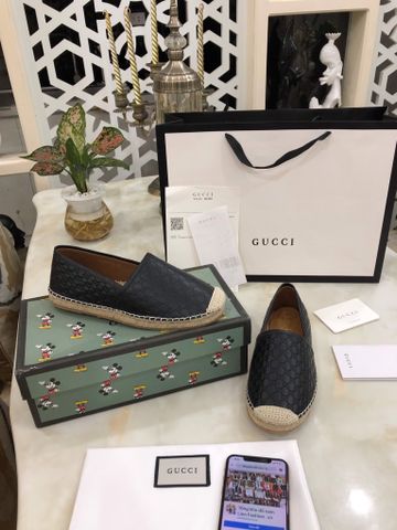 Giày slip on nam GUCCI* đế cói da bò dập hoạ tiết logo nổi đẹp cao cấp