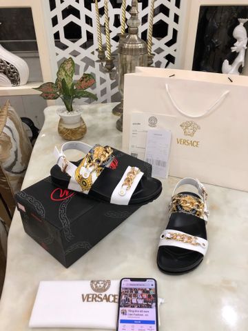 Sandal nam VERSACE* quai hoạ tiết pha xích vàng đẹp độc cao cấp