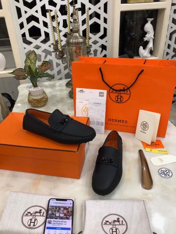 Giày lười Hermes* da nhám khoá đen VIP 1:1 kiểu đẹp sang lịch lãm