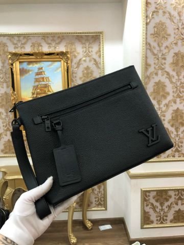 Clutch LV* nam nữ mẫu mới size 30cm da bò xịn logo đen đẹp