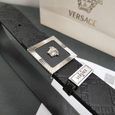 Belt nam VERSACE* mặt vuông dây da bản 3,8cm dập hoạ tiết