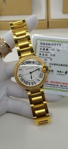 Đồng hồ nam CARTIER* dây kim loại mặt viền nạm kim cương case 42mm VIP 1:1