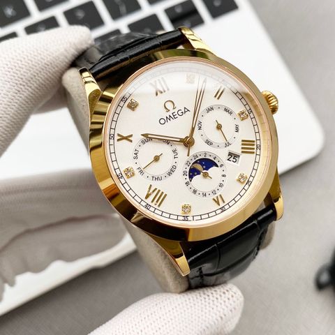 Đồng hồ nam omega dây da máy cơ case 42mm