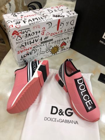 Giày thể thao nữ DG* chất chun in chữ màu hồng đẹp