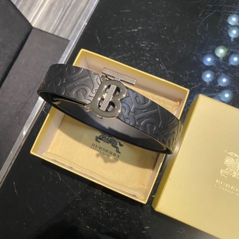 Belt nam Burberry* bản 3,5cm dây da dập hoạ tiết nổi mặt logo đẹp