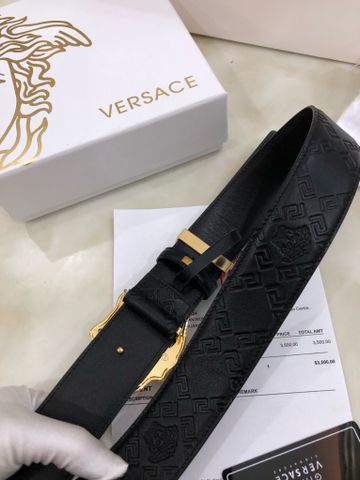 Belt nam VERSACE* mặt logo nạm đá dây da bò dập hoạ tiết bản 3,8cm