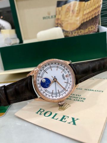 Đồng hồ nam Rolex dây da cá sấu nâu đậm