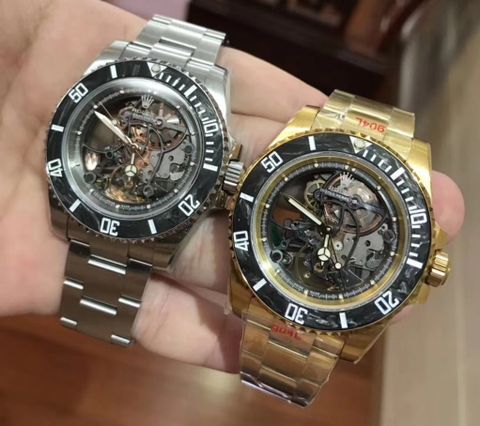 Đồng hồ nam rolex* lộ cơ dây kim loại cực đẹp