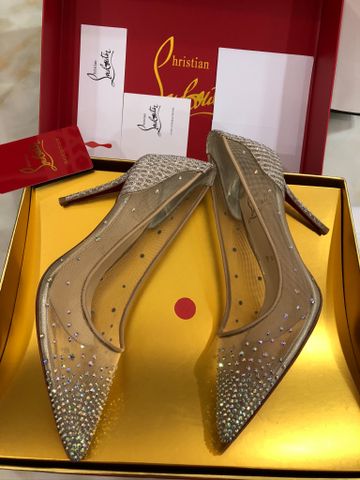 Giày cao gót Louboutin* lưới đính đá gót sequin óng ánh đẹp sang SIÊU CẤP