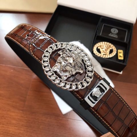 Belt nam VERSACE* dây vân cá sấu  bóng hộp gồm 2 mặt dây bản 3,8cm