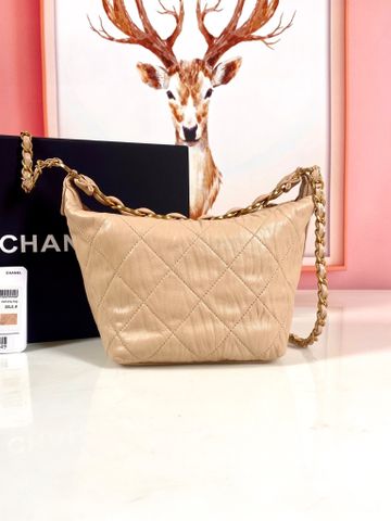 Túi xách nữ chanel* hobo size 18cm da cừu nhăn xích vàng đẹp sang SIÊU CẤP