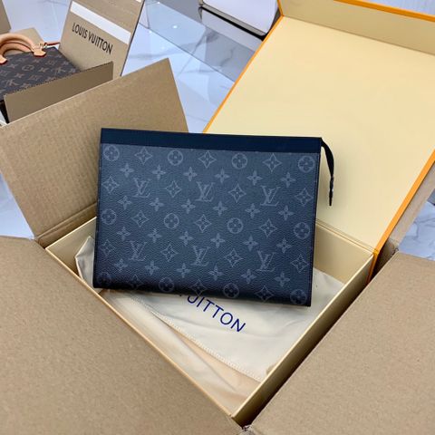 Clutch LV* nam nữ Monogram xám size 27cm SIÊU CẤP