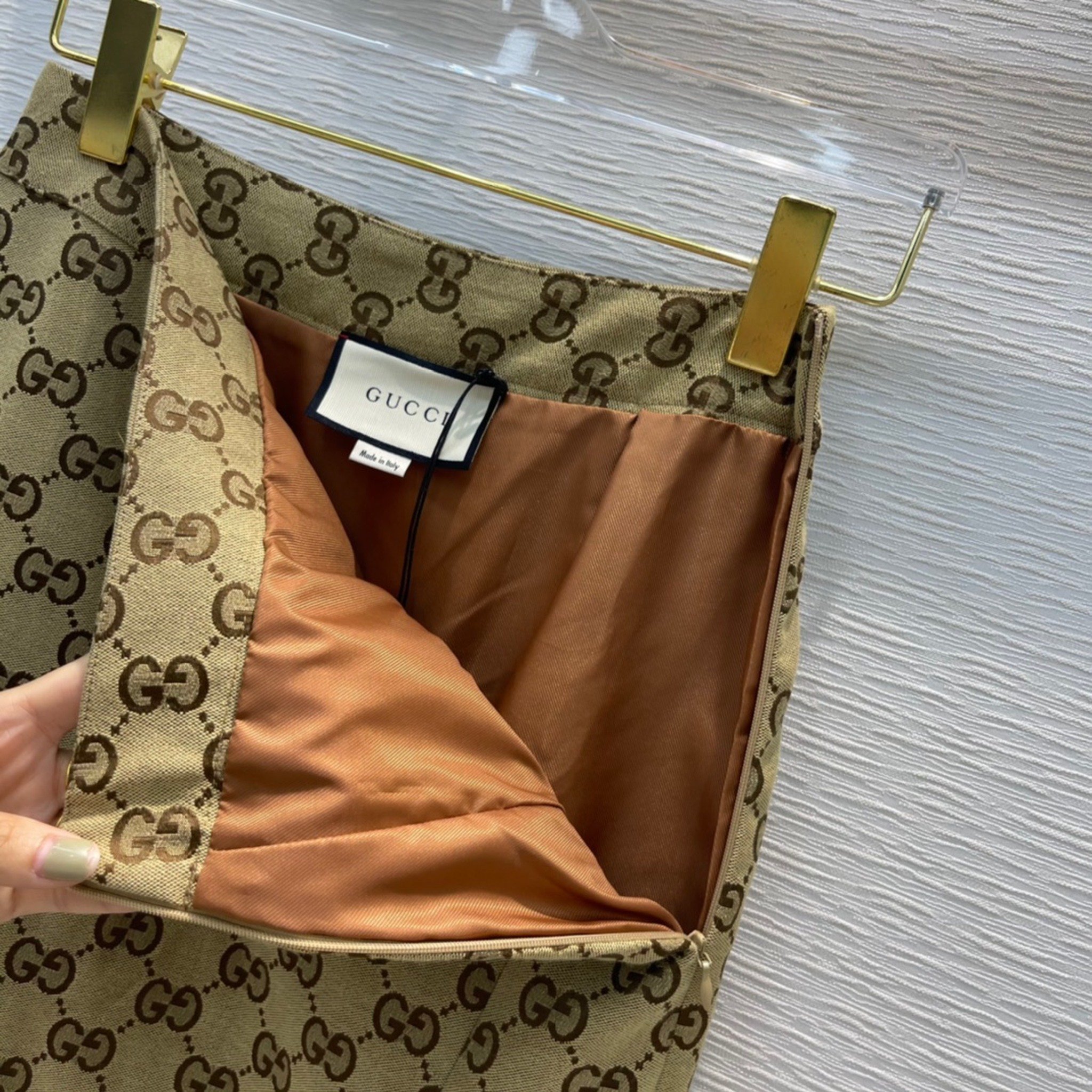 Chân váy chữ A Gucci cạp cao phối đai da  Váy Đầm