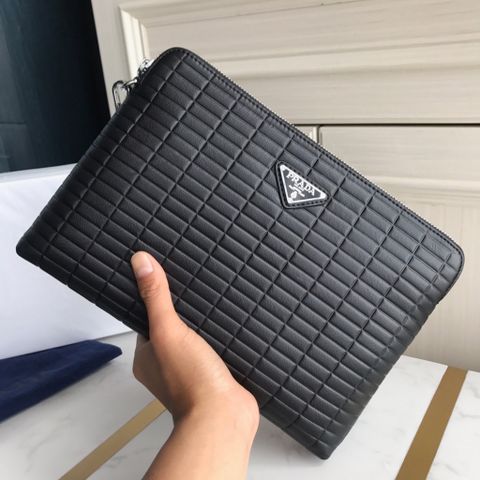 Clutch PRADA* nam nữ 30cm da bò dập vân chất mềm đẹp cao cấp