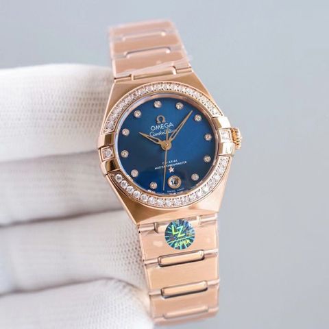 Đồng hồ nữ omega dây kim loại case 29cm mặt nạm kim cương đẹp VIP 1:1