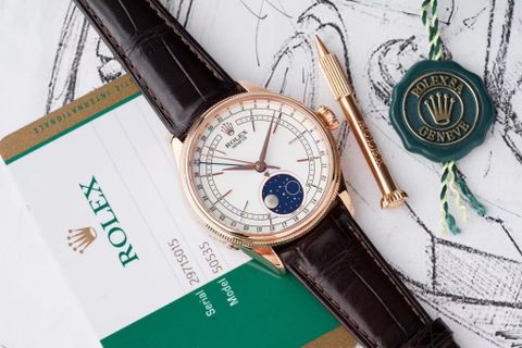 Đồng hồ nam rolex* dây da case vừa 39mm máy cơ