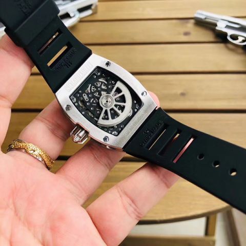 Đồng hồ nam RICHARD* MILLE* lộ cơ kiểu độc case 38x48mm dây cao su