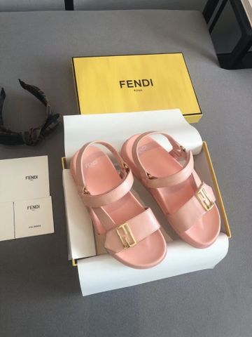 Sandal nữ Fendy* 2 quai ngang da bò nẹp logo vàng đẹp cao cấp