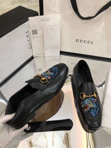 Giày lười GUCCI* thêu sói da bò mềm đẹp