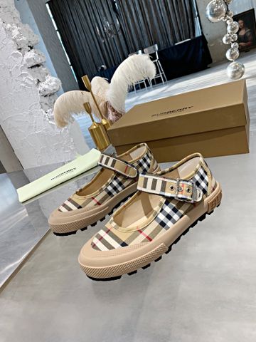 Giày bệt Burberry* kẻ chất vải quai ngang đẹp 2 màu