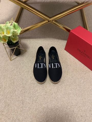 Giày slip on nữ VALENTINO* đế cói vải in chữ cao cấp