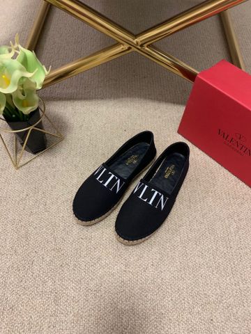 Giày slip on nữ VALENTINO* đế cói vải in chữ cao cấp