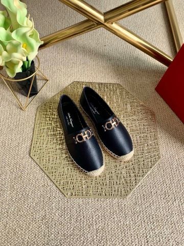 Giày slip on nữ SALVATORE* đế cói hoạ tiết và da bò trơn hàng cao cấp