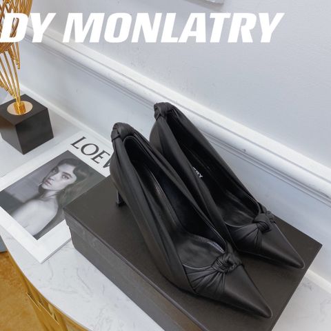 Giày cao gót Dymonlatry* cao 7cm da bò mềm đai xoắn gót tráng bạc đẹp sang SIÊU CẤ