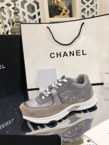 Giày thể thao nữ chanel* da bò phối da lộn viền dạ quang phối màu đẹp SIÊU CẤP