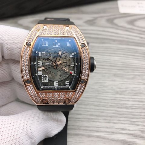 Đồng hồ nam RICHARD* MILLE* lộ cơ dây cao su mặt nạm kim cương