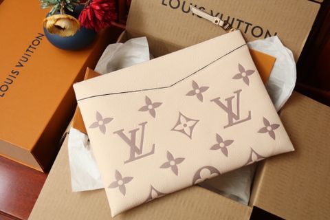 Clutch LV* nữ SIÊU CẤP size 30cm da bò dập hoạ tiết Monogram đẹp sang