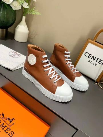 Giày thể thao nữ Hermes* cao cổ da bò lỳ đẹp cao cấp 3 màu