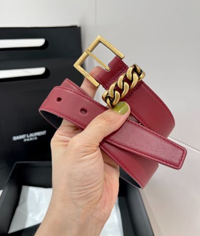 Belt nữ YSL* bản 3cm xích vàng kiểu đẹp sang nhiều màu da lộn và da lỳ SIÊU CẤP